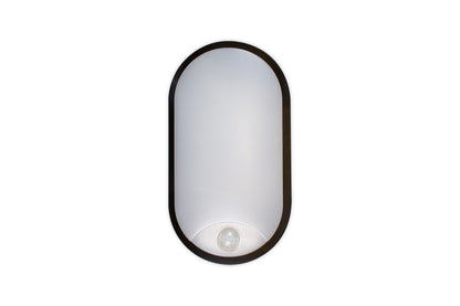 TOUGH SHELL COMPACT OVAL PIR BULKHEAD 213X120MM 10W 1100LM 3000/4000/6000K SWITCHABLE CCT IP65 IK10 110LM/W INLUDING WHITE AND BLACK BEZELS INTEGRAL LED - ILBHP002