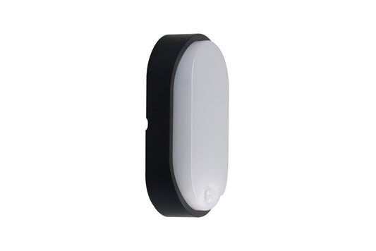 TOUGH SHELL COMPACT OVAL PIR BULKHEAD 213X120MM 10W 1100LM 3000/4000/6000K SWITCHABLE CCT IP65 IK10 110LM/W INLUDING WHITE AND BLACK BEZELS INTEGRAL LED - ILBHP002