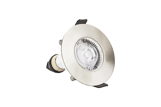 EVOFIRE FIRE RATED DOWNLIGHT 70MM CUTOUT 4PACK IP65 SATIN NICKEL ROUND +GU10 HOLDER INTEGRAL - ILDLFR70D002-4