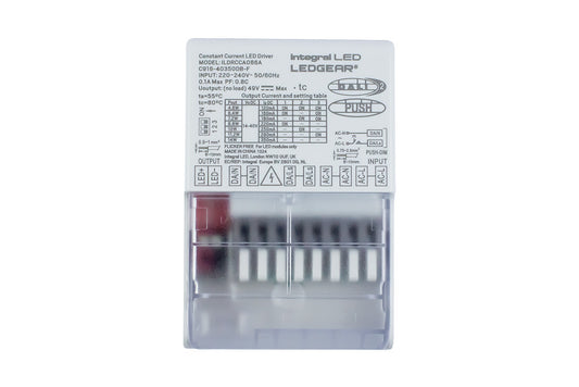 CONSTANT CURRENT COMPACT DRIVER ADJUSTABLE OUTPUT 4.8-14W 120-350MA IP20 DALI- DALI2 - PUSH-DIMM 14-40V OUTPUT INTEGRAL - ILDRCCA086A