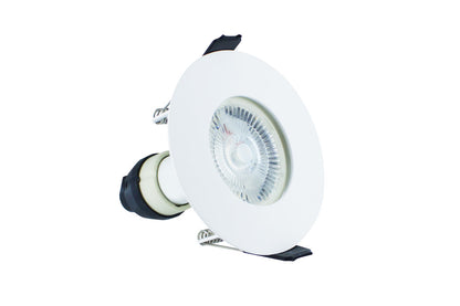EVOFIRE FIRE RATED DOWNLIGHT 70MM CUTOUT IP65 WHITE ROUND +GU10 HOLDER INTEGRAL - ILDLFR70D001