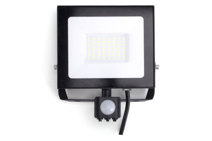 COMPACT SLIM FLOODLIGHT PIR 50W 5000LM 4000K 120 BEAM 100LM/W IP65 IK08 INTEGRAL LED BLACK - ILFLE043