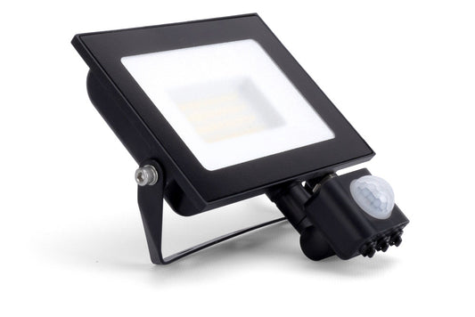 COMPACT SLIM FLOODLIGHT PIR 30W 3000LM 4000K 120 BEAM 100LM/W IP65 IK08 INTEGRAL LED BLACK - ILFLE041