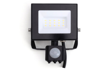 COMPACT SLIM FLOODLIGHT PIR 10W 1000LM 4000K 120 BEAM 100LM/W IP65 IK08 INTEGRAL LED BLACK - ILFLE037