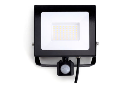 COMPACT SLIM FLOODLIGHT PIR 50W 5000LM 3000K 120 BEAM 100LM/W IP65 IK08 INTEGRAL LED BLACK - ILFLE035