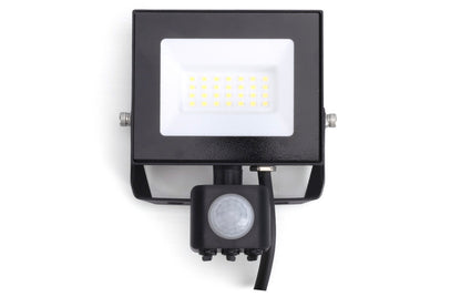 COMPACT SLIM FLOODLIGHT PIR 20W 2000LM 4000K 120 BEAM 100LM/W IP65 IK08 INTEGRAL LED BLACK - ILFLE039