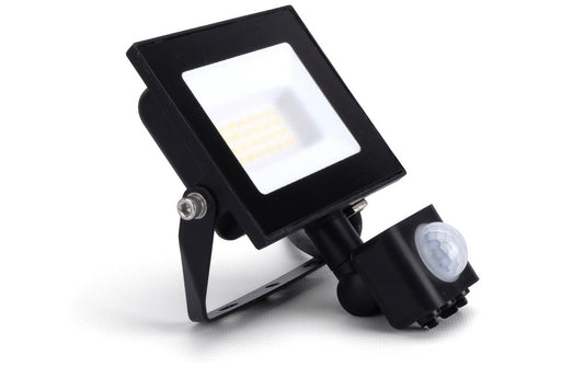 COMPACT SLIM FLOODLIGHT PIR 20W 2000LM 3000K 120 BEAM 100LM/W IP65 IK08 INTEGRAL LED BLACK - ILFLE031
