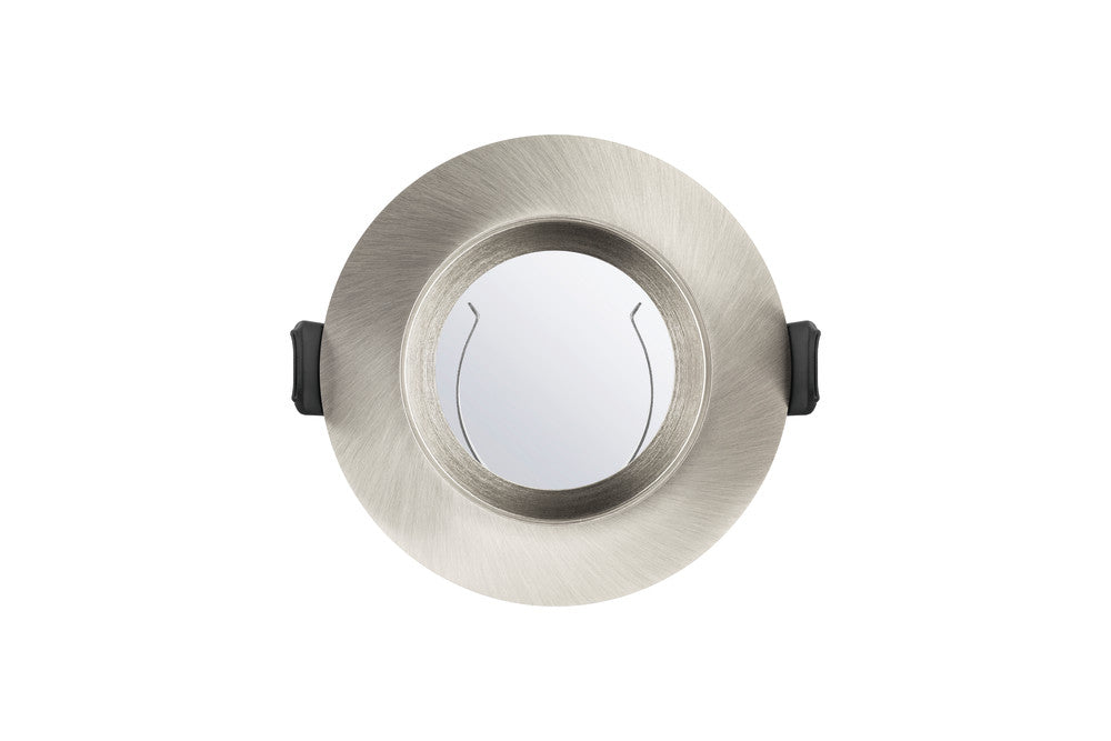 EVOFIRE FIRE RATED DOWNLIGHT 70MM CUTOUT IP65 SATIN NICKEL RECESSED +GU10 HOLDER & INSULATION GUARD INTEGRAL - ILDLFR70E004