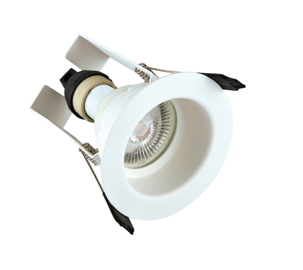 EVOFIRE FIRE RATED DOWNLIGHT 70MM CUTOUT IP65 WHITE RECESSED +GU10 HOLDER & INSULATION GUARD INTEGRAL - ILDLFR70E003