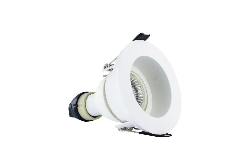 EVOFIRE FIRE RATED DOWNLIGHT 70MM CUTOUT IP65 WHITE RECESSED +GU10 HOLDER INTEGRAL - ILDLFR70E001