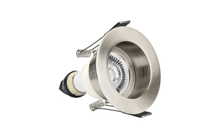 EVOFIRE FIRE RATED DOWNLIGHT 70MM CUTOUT IP65 SATIN NICKEL RECESSED +GU10 HOLDER INTEGRAL - ILDLFR70E002