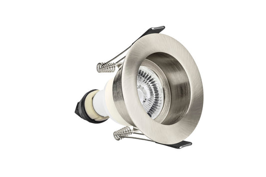 EVOFIRE FIRE RATED DOWNLIGHT 70MM CUTOUT IP65 SATIN NICKEL RECESSED +GU10 HOLDER INTEGRAL - ILDLFR70E002