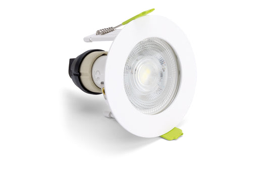 EVOFIRE MICRO BEZEL FIRE RATED DOWNLIGHT 60MM CUTOUT 72MM DIAMETER IP65 WHITE ROUND +GU10 HOLDER - ILDLFR60D104