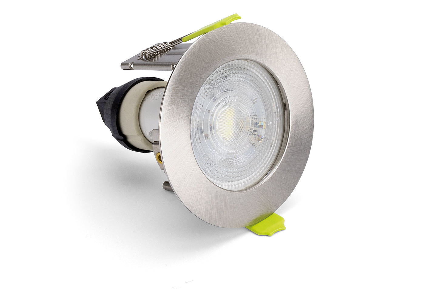 EVOFIRE MICRO BEZEL FIRE RATED DOWNLIGHT 60MM CUTOUT 72MM DIAMETER IP65 SATIN NICKEL ROUND +GU10 HOLDER - ILDLFR60D105