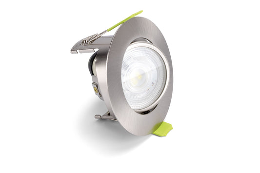 EVOFIRE FIRE RATED TILTABLE DOWNLIGHT 70MM CUTOUT 85MM DIAMETER IP20 SATIN NICKEL ROUND +GU10 HOLDER - ILDLFR70K169