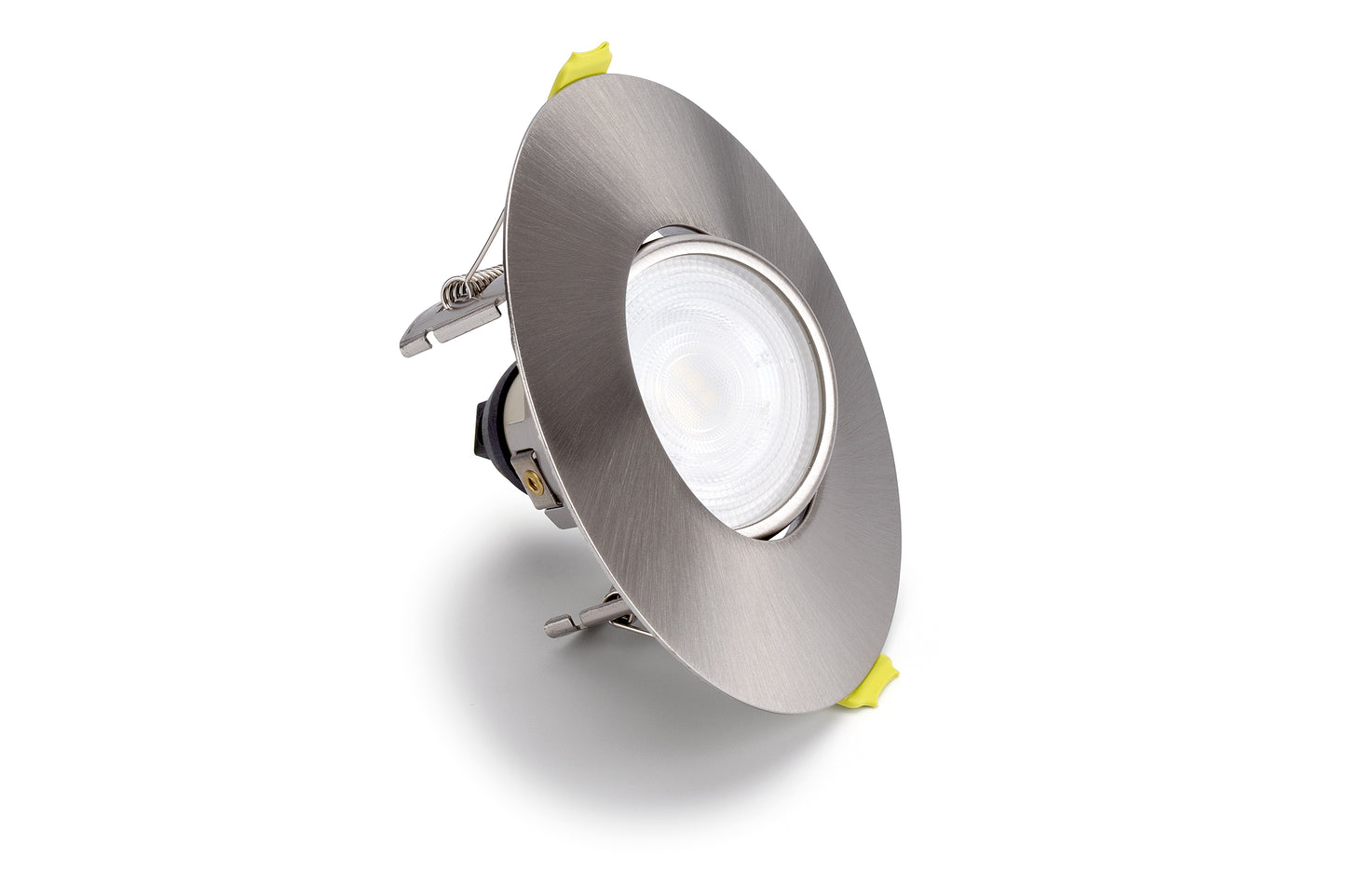 EVOFIRE FIRE RATED TILTABLE DOWNLIGHT 70-100MM CUTOUT 110MM DIAMETER IP20 SATIN NICKEL ROUND +GU10 HOLDER - ILDLFR70K183