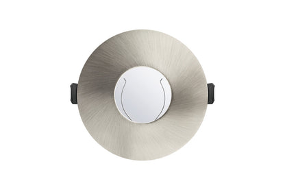 EVOFIRE FIRE RATED DOWNLIGHT 70-100MM CUTOUT IP65 SATIN NICKEL ROUND +GU10 HOLDER INTEGRAL - ILDLFR70D016