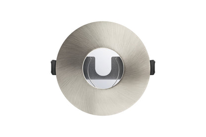 EVOFIRE FIRE RATED DOWNLIGHT 70-100MM CUTOUT IP65 SATIN NICKEL ROUND +GU10 HOLDER & INSULATION GUARD INTEGRAL - ILDLFR70D014