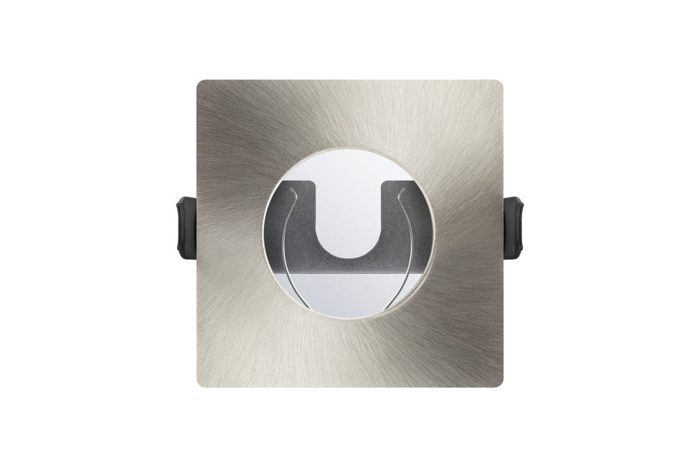 EVOFIRE FIRE RATED DOWNLIGHT 70MM CUTOUT IP65 SATIN NICKEL SQUARE +GU10 HOLDER & INSULATION GUARD INTEGRAL - ILDLFR70D010