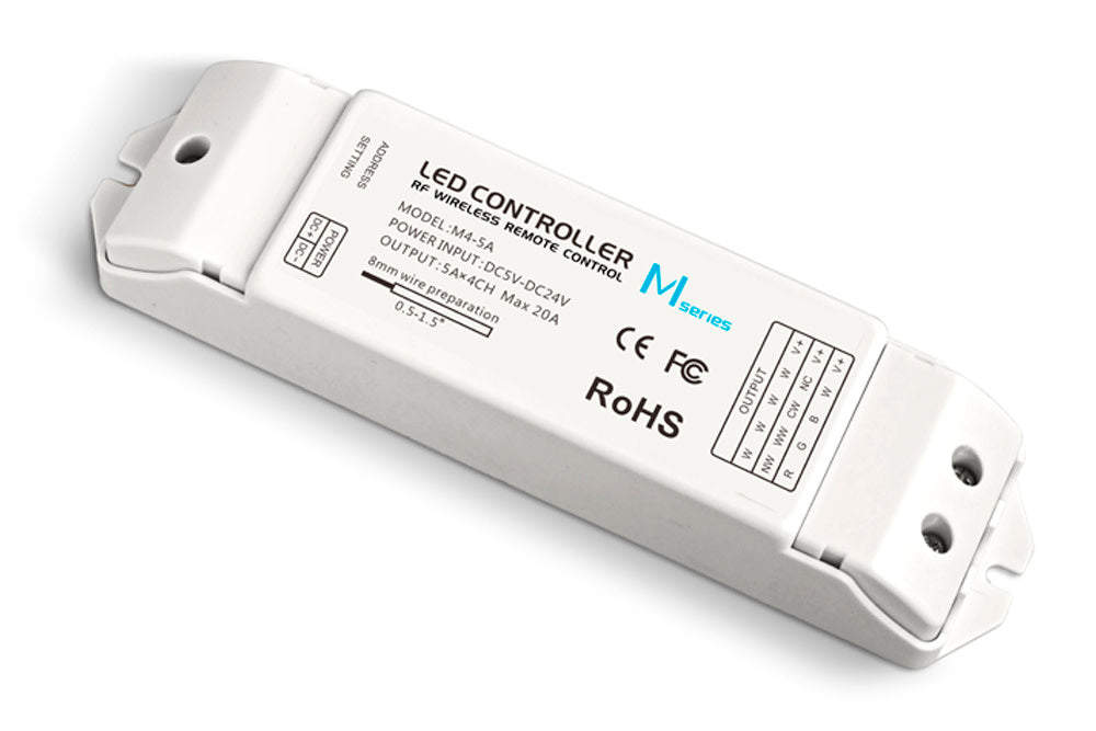 RF RECEIVER AND REMOTE BUTTON RGBW 5-24V CONSTANT VOLTAGE 100W(5V) AND 240W(12V) AND 480W(24V) INTEGRAL - ILRC008