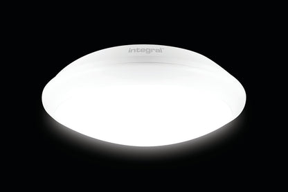 TOUGH SHELL+ BULKHEAD EMERGENCY 3HR AND MICROWAVE SENSOR 308MM DIA IP66 1400LM 15W 4000K IK10 110 BEAM NON-DIMM WHITE 93LM/W INTEGRAL - ILBHA059