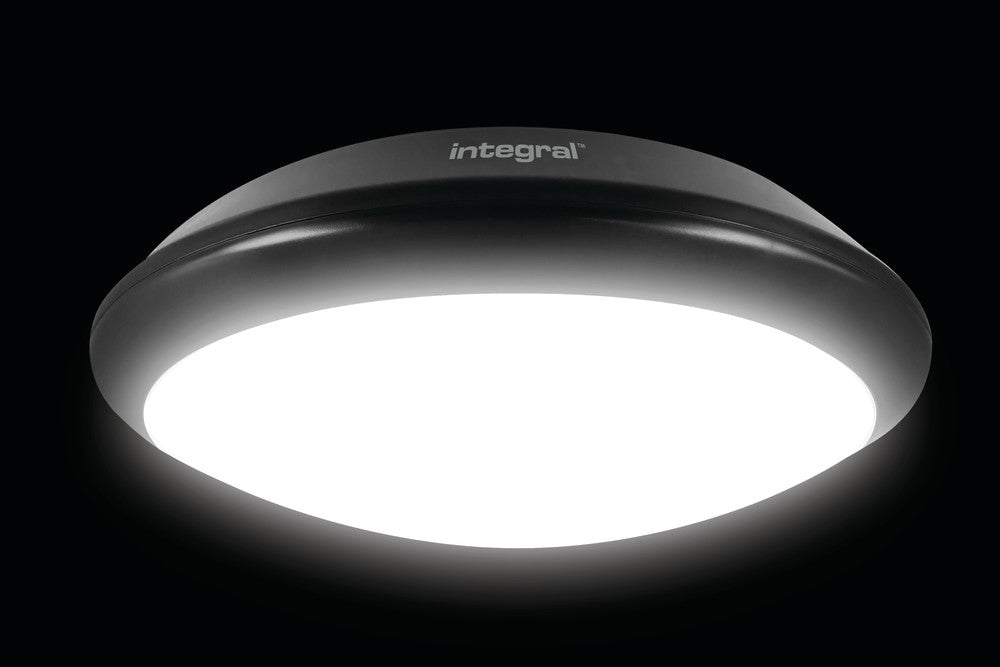 TOUGH SHELL+ BULKHEAD EMERGENCY 3HR AND MICROWAVE SENSOR 350MM DIA IP66 2400LM 24W 4000K IK10 120 BEAM NON-DIMM BLACK 100LM/W INTEGRAL - ILBHA044