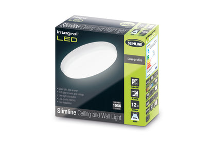 SLIMLINE CEILING/WALL LIGHT 250MM DIA IP54 1056LM 12W 4000K IK10 120 BEAM NON-DIMM WHITE 88LM/W INTEGRAL - ILBHC005