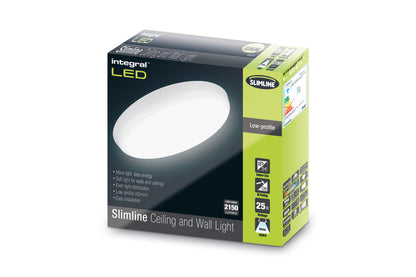 SLIMLINE CEILING/WALL LIGHT 350MM DIA IP54 2150LM 25W 4000K IK10 120 BEAM NON-DIMM WHITE 86LM/W INTEGRAL - ILBHC007
