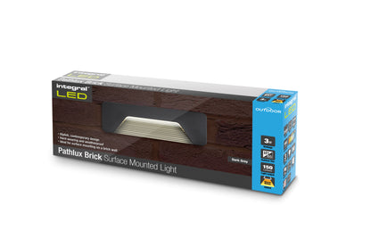 OUTDOOR DECORATIVE WALL LIGHT PATHLUX BRICK IP65 150LM 3W 3000K DOWN LIGHT DARK GREY INTEGRAL - ILBLA017