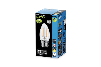OMNI FILAMENT CANDLE BULB B22 470LM 4.2W 2700K NON-DIMM 320 BEAM CLEAR INTEGRAL - ILCANDB22NC035
