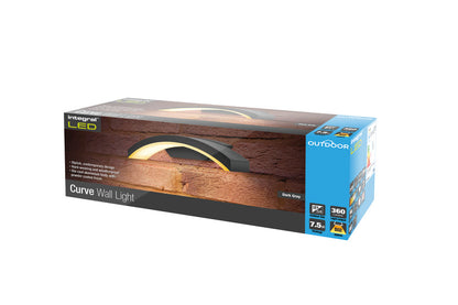 OUTDOOR DECORATIVE WALL LIGHT CURVE IP54 360LM 7.5W 3000K DOWN LIGHT DARK GREY INTEGRAL - ILDEA008