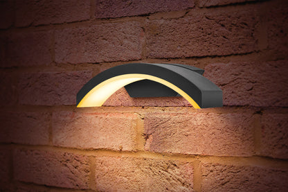 OUTDOOR DECORATIVE WALL LIGHT CURVE IP54 360LM 7.5W 3000K DOWN LIGHT DARK GREY INTEGRAL - ILDEA008
