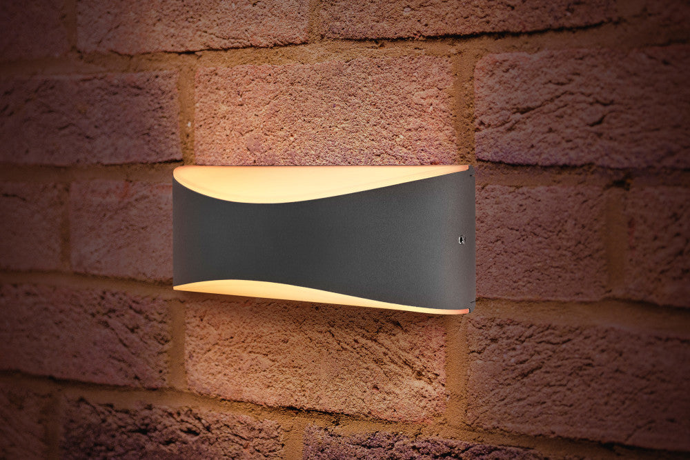 OUTDOOR DECORATIVE WALL LIGHT WAVE IP65 310LM 7W 3000K UP/DOWN LIGHT DARK GREY INTEGRAL - ILDEA011