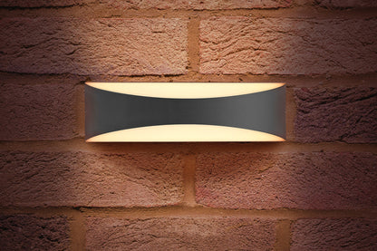 OUTDOOR DECORATIVE WALL LIGHT WAVE IP65 310LM 7W 3000K UP/DOWN LIGHT DARK GREY INTEGRAL - ILDEA011