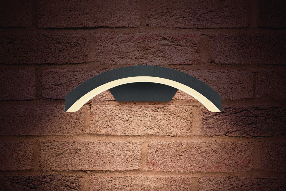 OUTDOOR DECORATIVE WALL LIGHT CURVE IP54 380LM 7.5W 4000K DOWN LIGHT DARK GREY INTEGRAL - ILDEA028