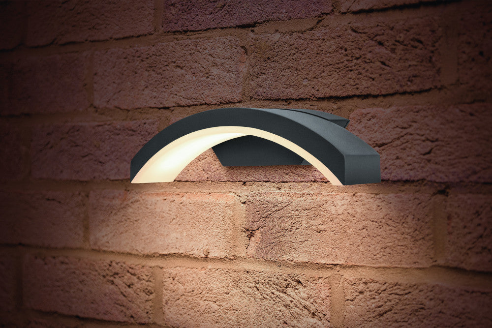 OUTDOOR DECORATIVE WALL LIGHT CURVE IP54 380LM 7.5W 4000K DOWN LIGHT DARK GREY INTEGRAL - ILDEA028