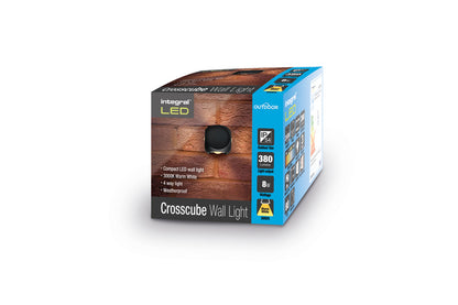 OUTDOOR DECORATIVE WALL LIGHT CROSSCUBE IP54 360LM 8W 3000K 4 WAY LIGHT DARK GREY INTEGRAL - ILDEB035