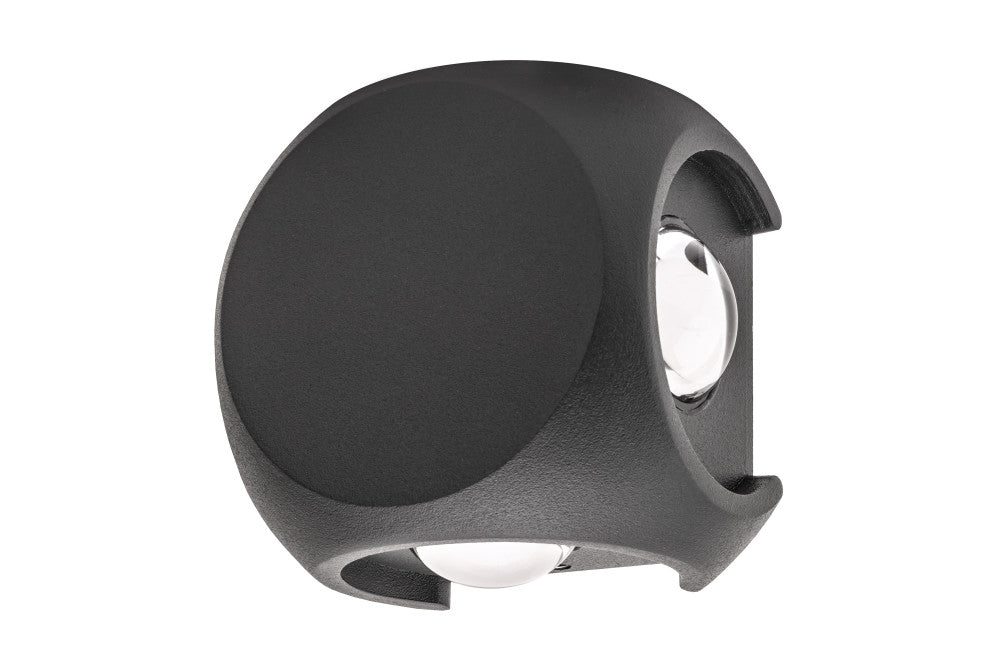 OUTDOOR DECORATIVE WALL LIGHT CROSSCUBE IP54 360LM 8W 3000K 4 WAY LIGHT DARK GREY INTEGRAL - ILDEB035
