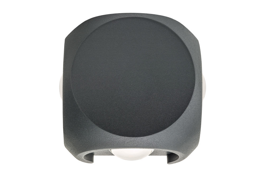 OUTDOOR DECORATIVE WALL LIGHT CROSSCUBE IP54 360LM 8W 3000K 4 WAY LIGHT DARK GREY INTEGRAL - ILDEB035