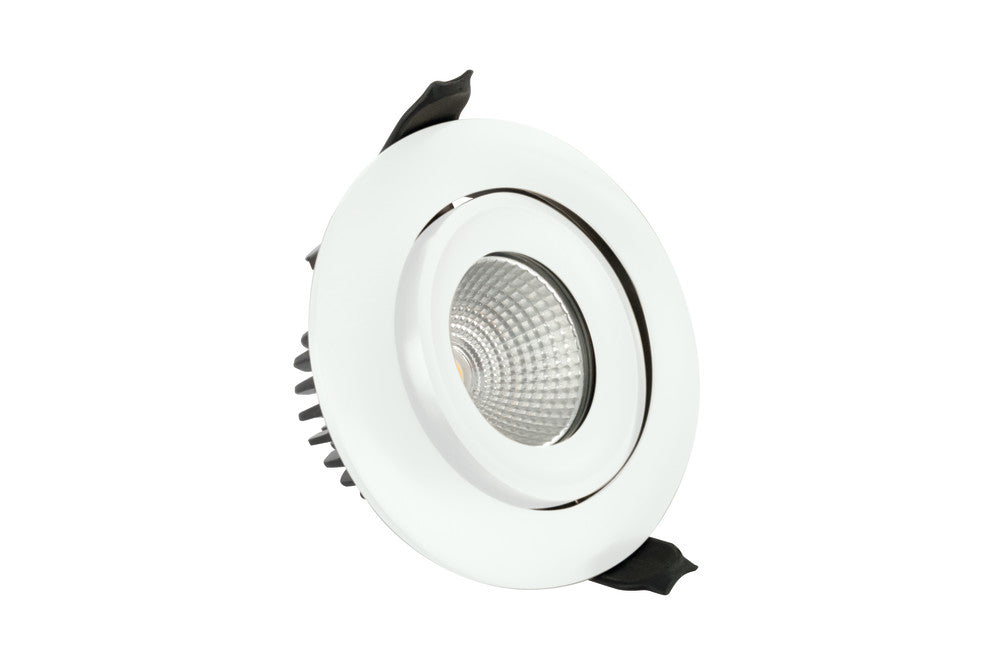 LUXFIRE FIRE RATED TILTABLE DOWNLIGHT 92MM CUTOUT IP65 450LM 6W 4000K 36 BEAM DIMMABLE 75LM/W WHITE INTEGRAL - ILDLFR92C003