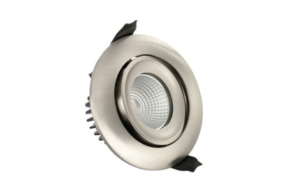 LUXFIRE FIRE RATED TILTABLE DOWNLIGHT 92MM CUTOUT IP65 430LM 6W 3000K 36 BEAM DIMMABLE 72LM/W SATIN NICKEL INTEGRAL - ILDLFR92C015