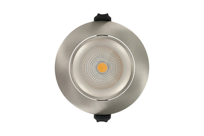 LUXFIRE FIRE RATED TILTABLE DOWNLIGHT 92MM CUTOUT IP65 430LM 6W 3000K 36 BEAM DIMMABLE 72LM/W SATIN NICKEL INTEGRAL - ILDLFR92C015