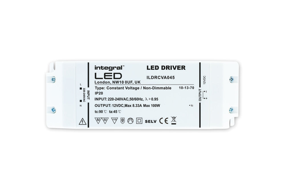 CONSTANT VOLTAGE DRIVER 100W 12VDC IP20 NON-DIMM 200-240V INPUT INTEGRAL - ILDRCVA045