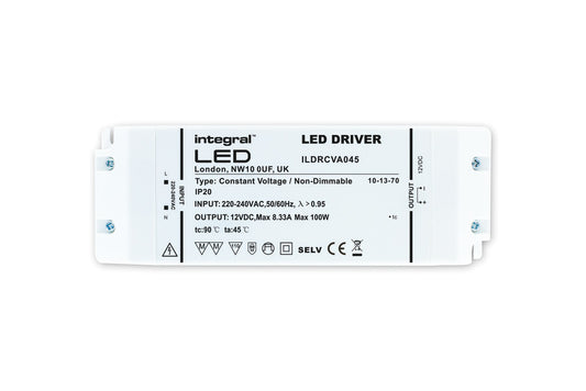 CONSTANT VOLTAGE DRIVER 100W 12VDC IP20 NON-DIMM 200-240V INPUT INTEGRAL - ILDRCVA045