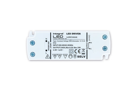 CONSTANT VOLTAGE DRIVER 20W 24VDC IP20 NON-DIMM 200-240V INPUT INTEGRAL - ILDRCVA046