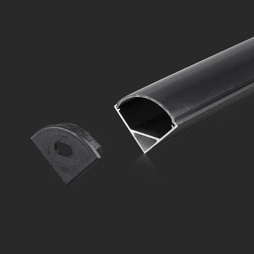 2 Metre (15.8x15.8mm) Corner Black Profile With Black Diffuser