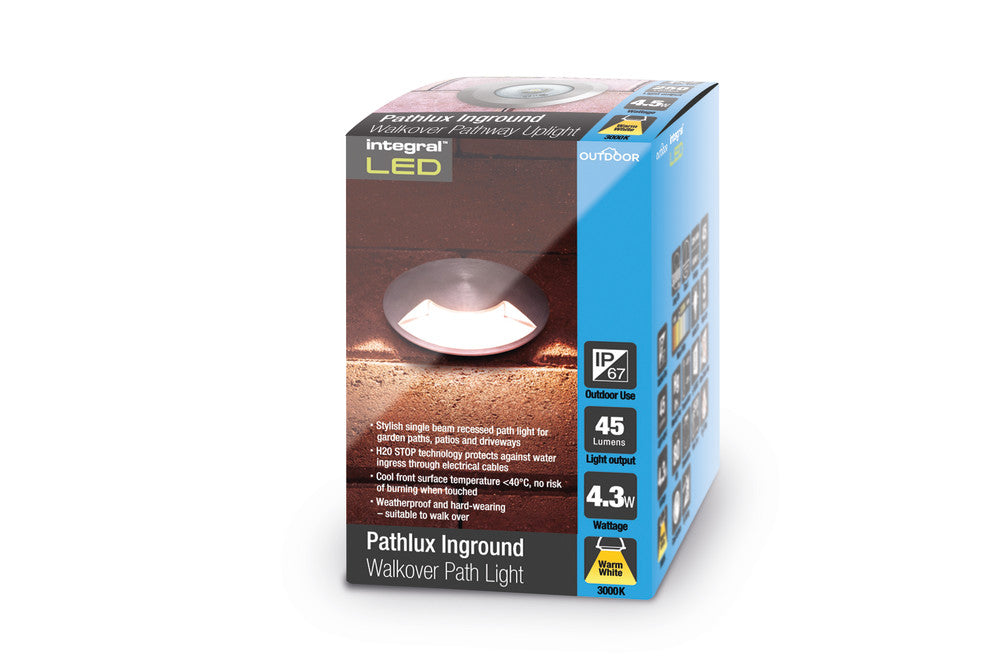 OUTDOOR IN GROUND UPLIGHT WITH H2O STOP IP67 45LM 4.5W 3000K PATHLIGHT 1 WAY BRUSHED ALUMINIUM INTEGRAL - ILGDA003