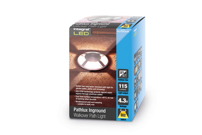 OUTDOOR IN GROUND UPLIGHT WITH H2O STOP IP67 115LM 4.5W 3000K PATHLIGHT 4 WAY BRUSHED ALUMINIUM INTEGRAL - ILGDA005