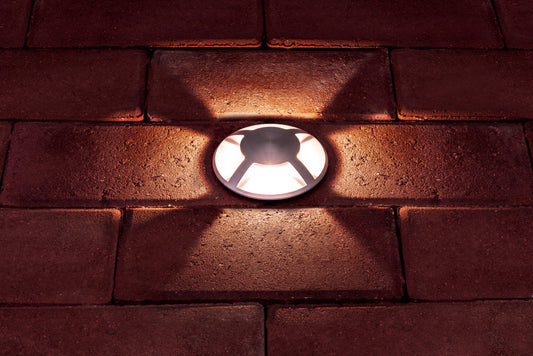 OUTDOOR IN GROUND UPLIGHT WITH H2O STOP IP67 115LM 4.5W 3000K PATHLIGHT 4 WAY BRUSHED ALUMINIUM INTEGRAL - ILGDA005