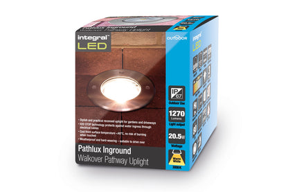 OUTDOOR IN GROUND UPLIGHT WITH H2O STOP IP67 1270LM 20.5W 3000K UPLIGHT 35° STAINLESS STEEL WITH H2O STOP INTEGRAL - ILGDA007